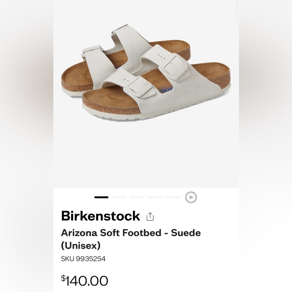 Birkenstock Arizona Soft Footbed - Suede - Antique White - size 36